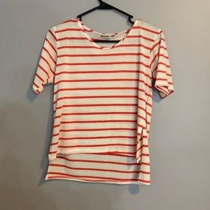 striped asymmetric crop tee